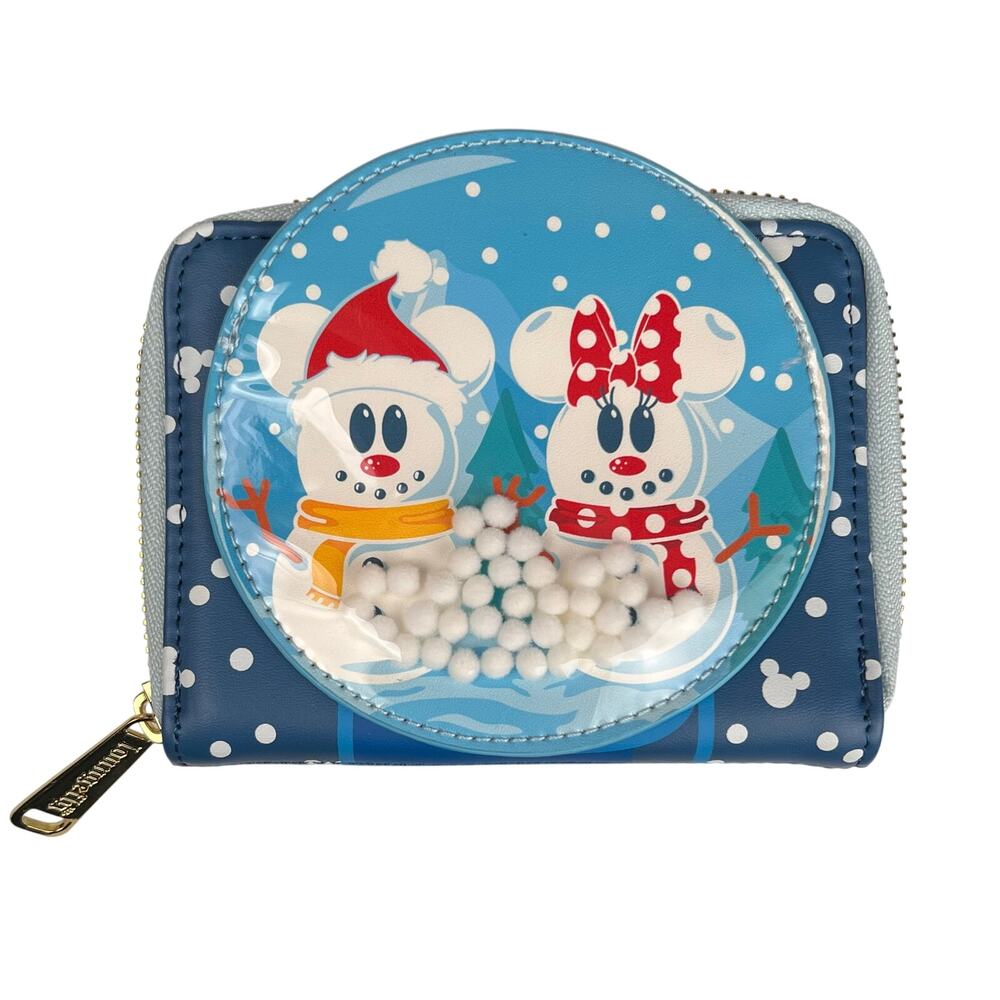 Loungefly X Disney Mickey & Minnie Snow Globe Holiday Zip Around Wallet